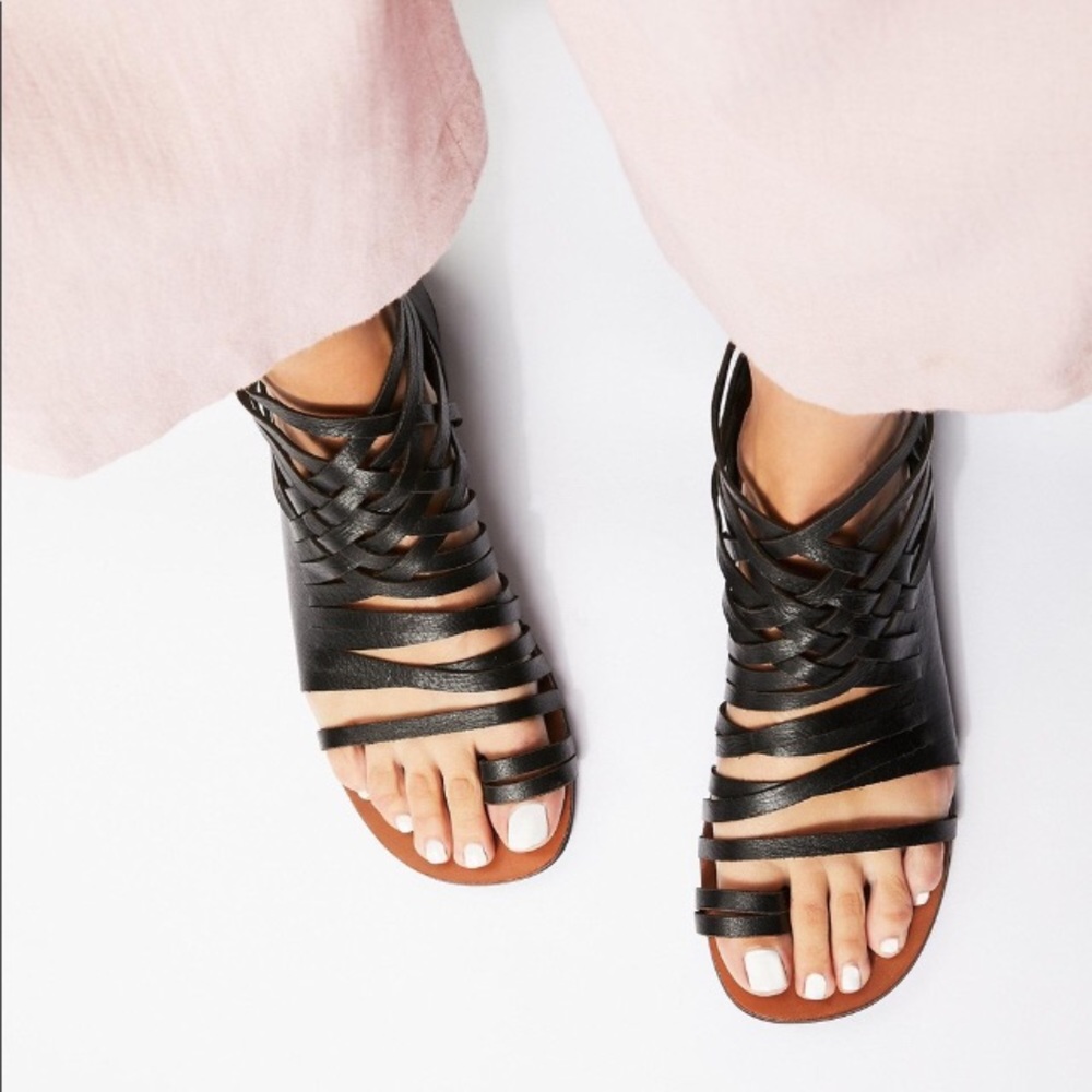 Free People Mie Leather Strappy Sandals